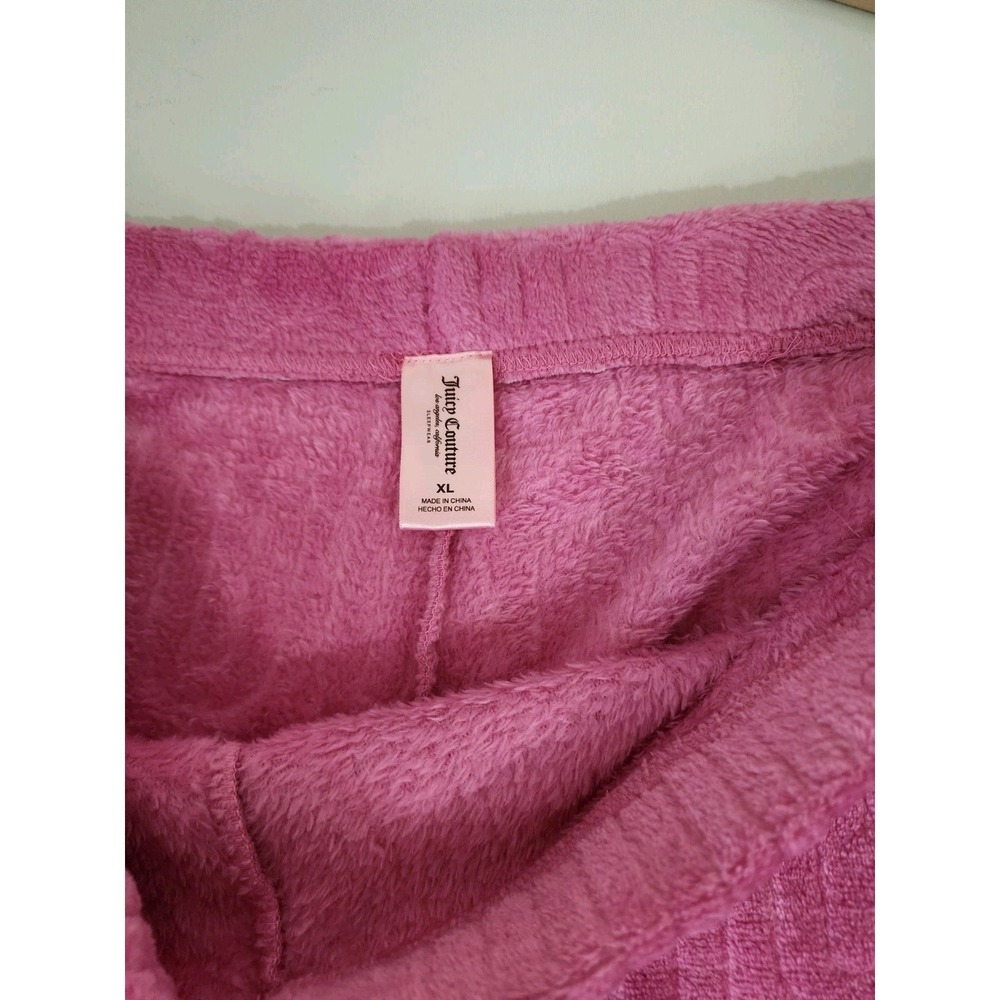 Juicy Couture Pink Plush Velour Lounge Set Embossed Logo 2 Pc Women XL NWT - Picture 11 of 11